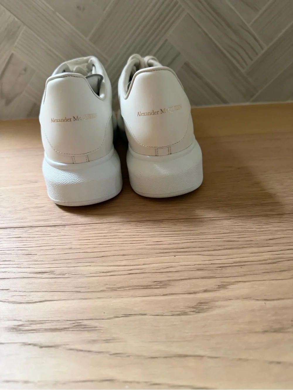 Alexander McQueen Cream Platform Leather Sneakers
